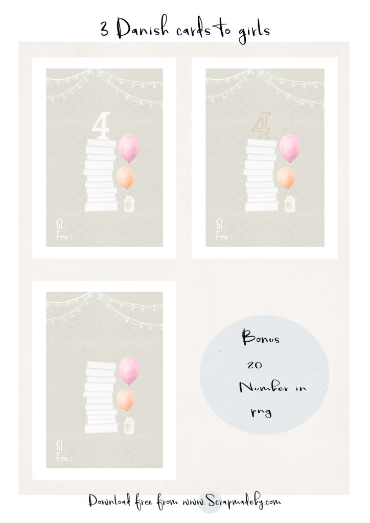 Danish cards to girls