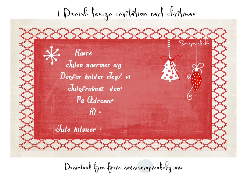 Danish invitation cards christmas