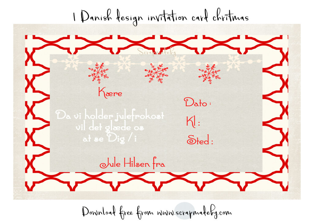 Danish invitation cards christmas