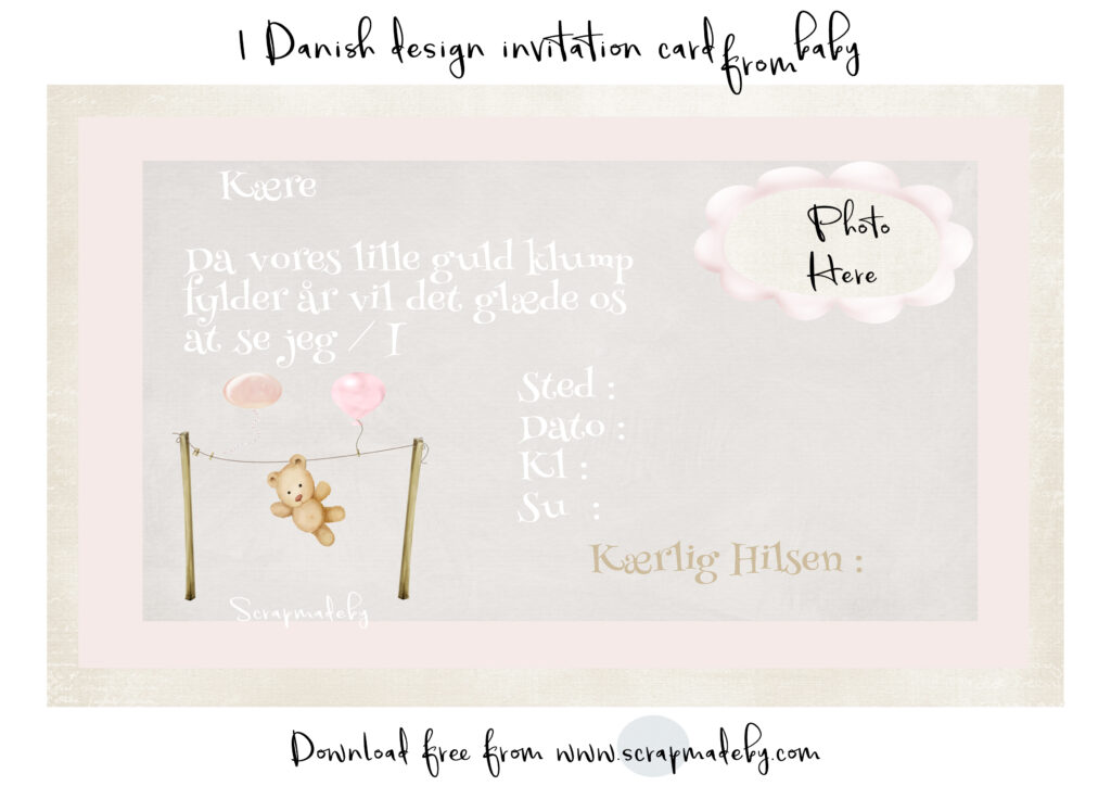 Danish invitation cards from baby