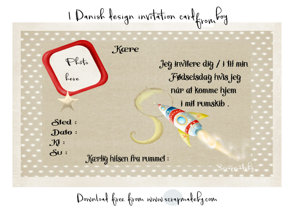 Danish invitation cards from boys