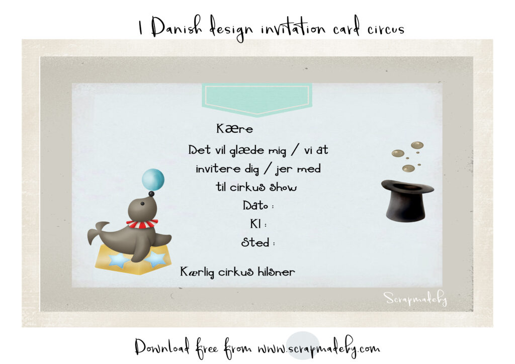 Danish invitation cards circus