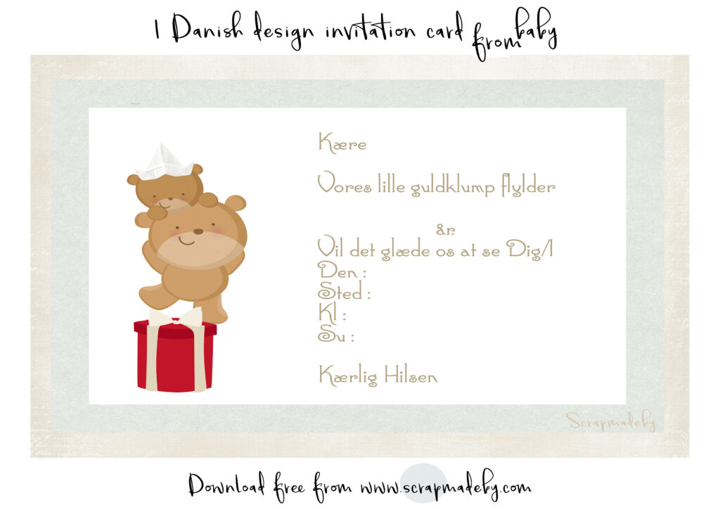 Danish invitation cards from baby