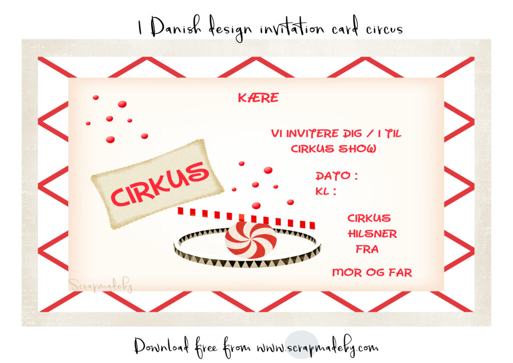 Danish invitation cards circus
