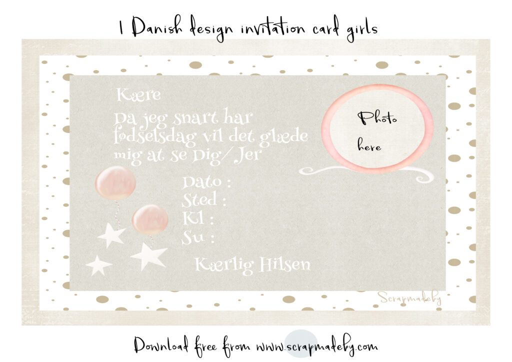 Danish invitation cards from girls
