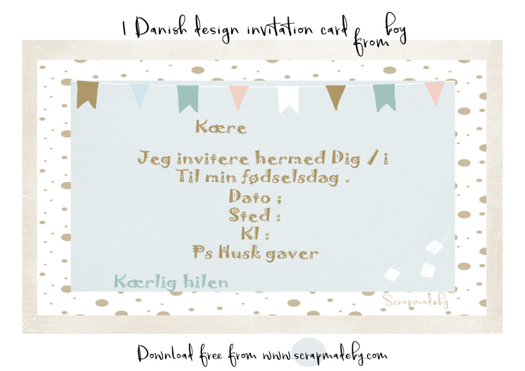 Danish invitation cards from boys
