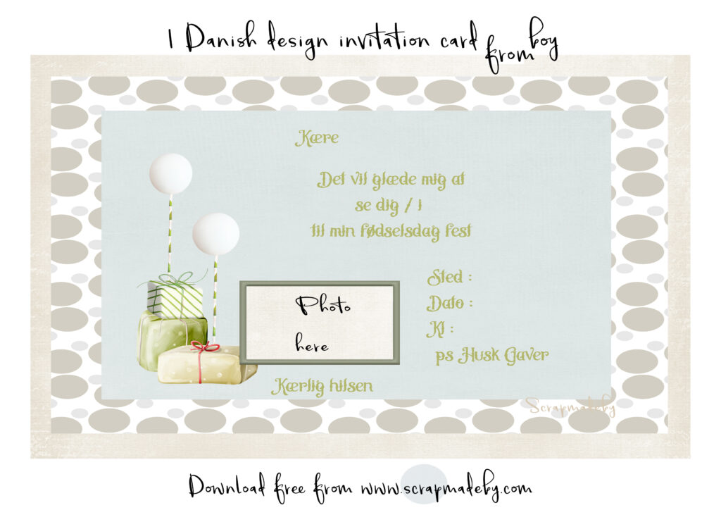 Danish invitation cards from boy