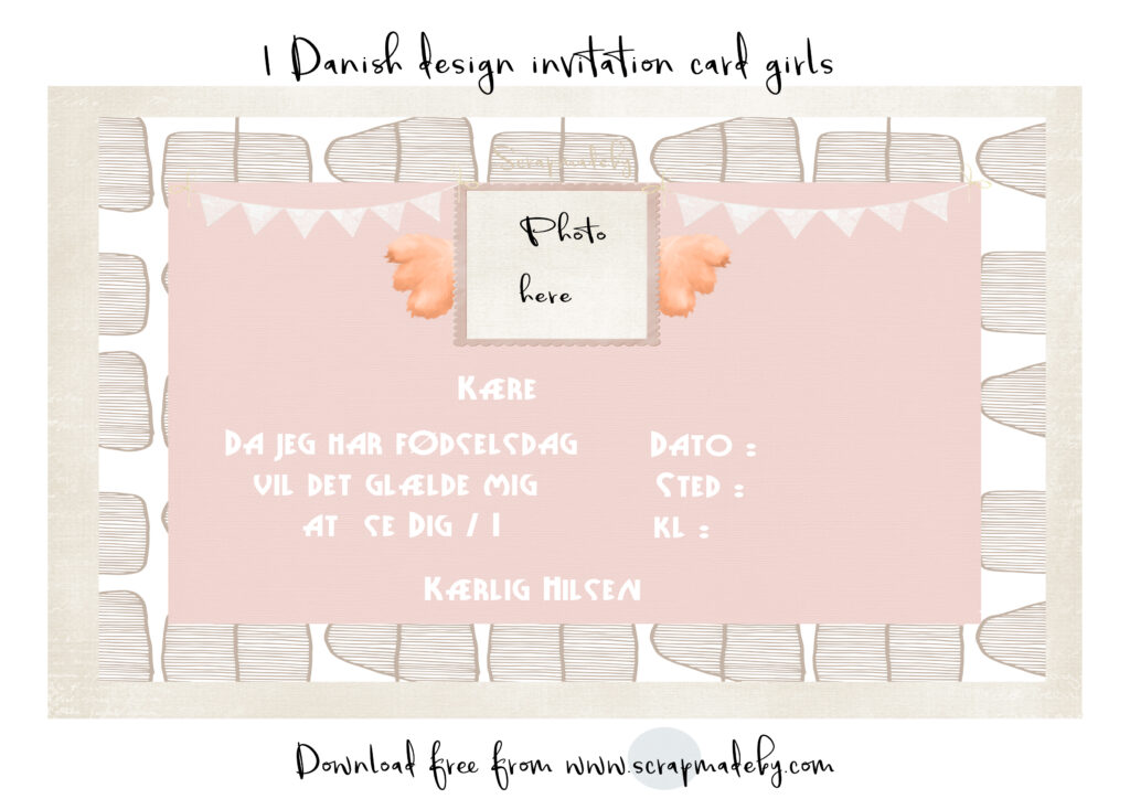 Danish invitation cards fro girls