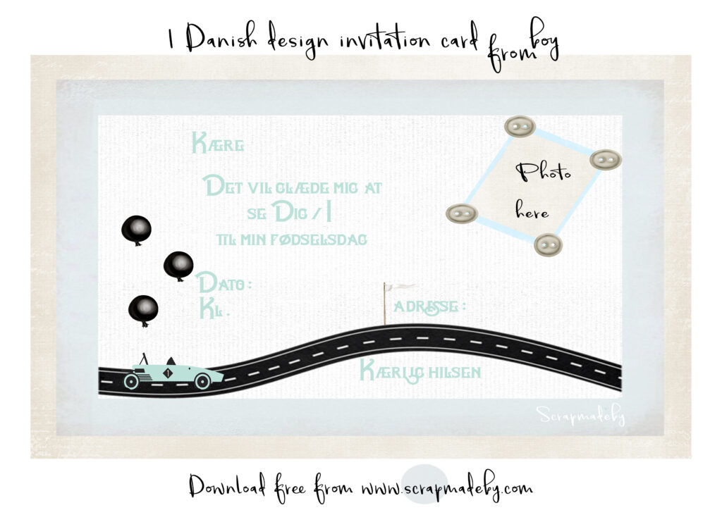Danish invitation cards from boys