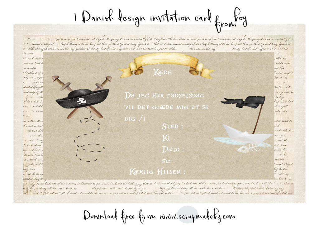 Danish invitation cards from boys