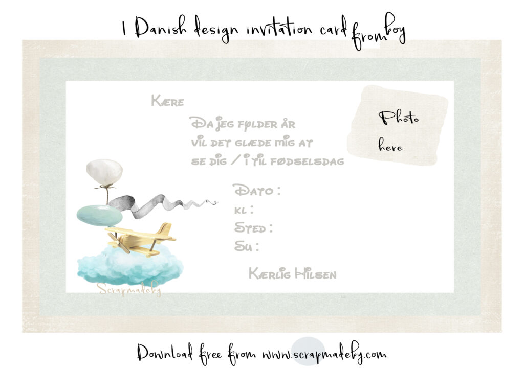 Danish invitation cards from boys