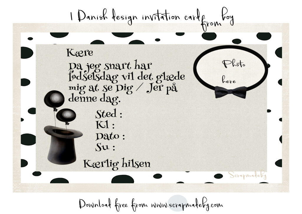 Danish invitation cards from boys