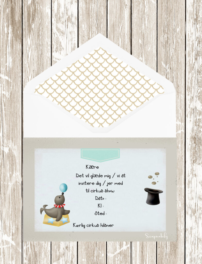 Danish invitation cards circus
