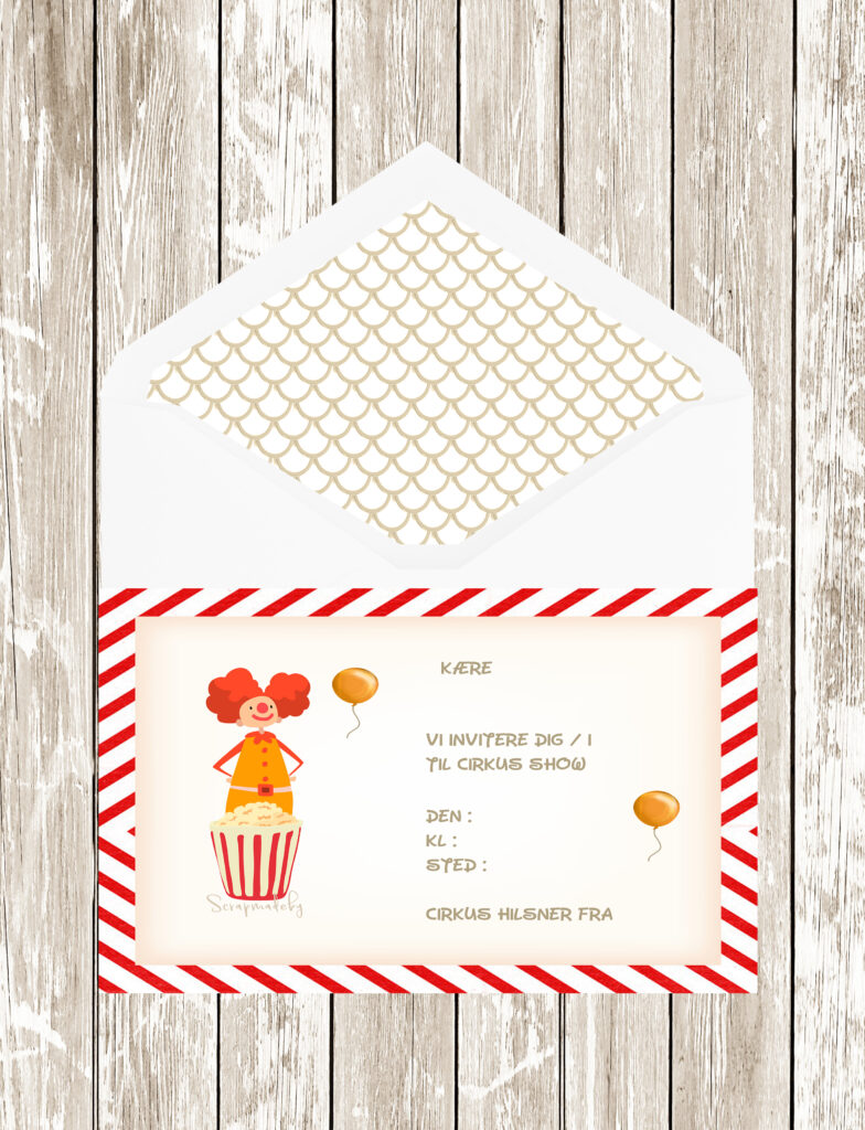 Danish invitation cards circus