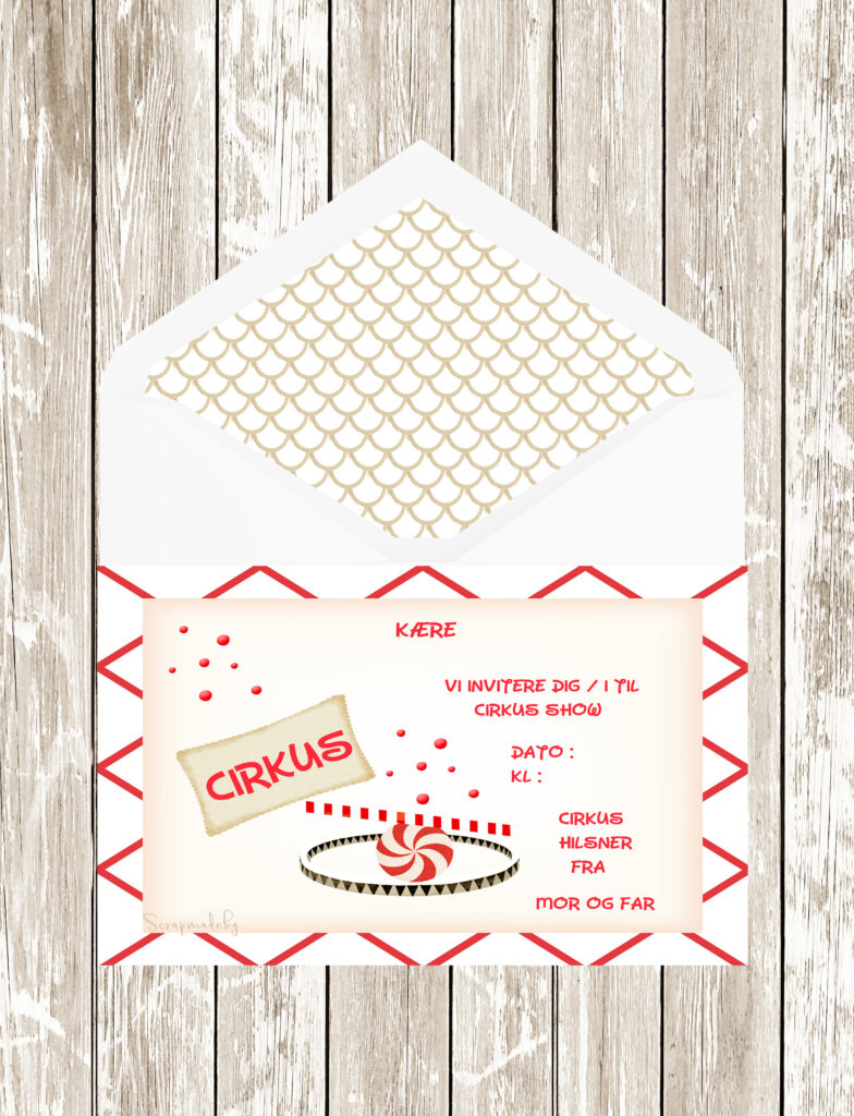 Danish invitation cards circus